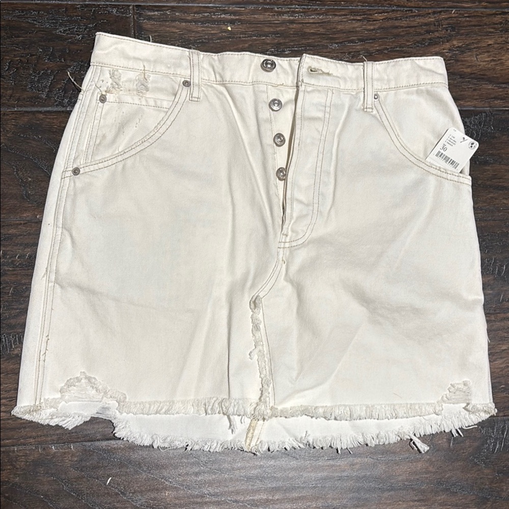 NWT We The Free Cream Denim Skirt - Picture 4 of 8